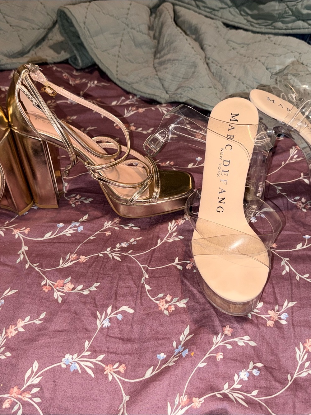 Gold Platform Strappy Women's Sandals